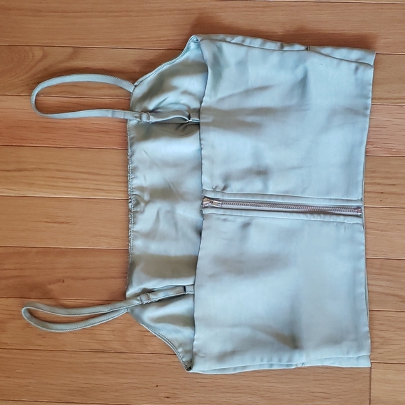 Lulu's Sage Green Silk Crop Top - Picture 3 of 10